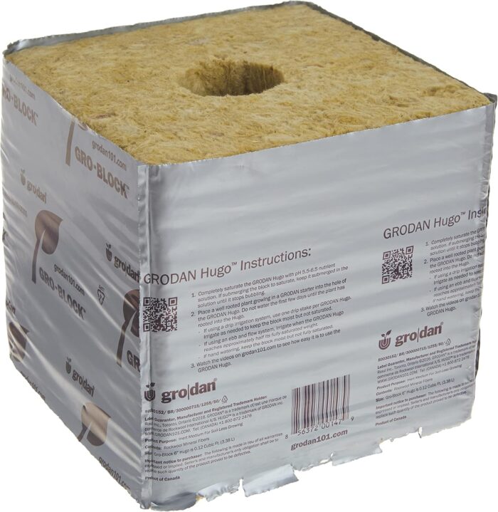Grodan Delta Hugo 6 in Block 6 in x 6 in x 6 in w/ Hole (64CT) (8/Plt)